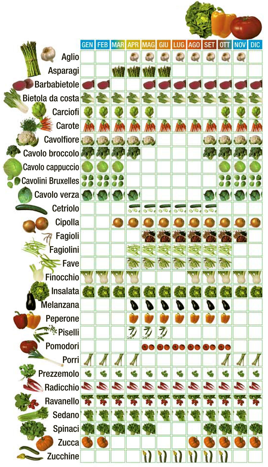 calendario verdura e ortaggi